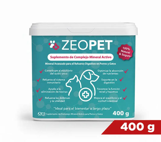 Suplemento Mineral Avanzado Zeopet 400g - Suplemento Premium para perros y gatos, bote grande