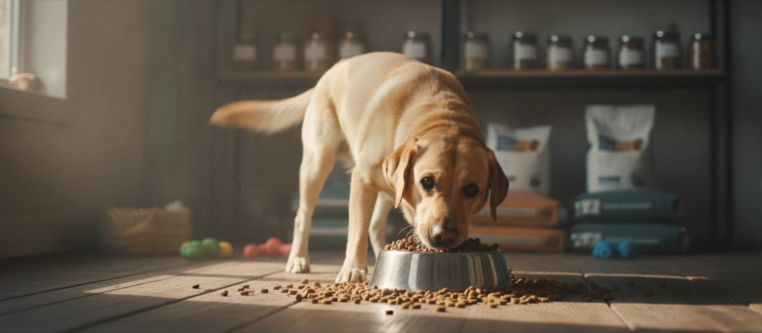 Labrador Retriever comiendo sano