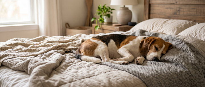 Perro duerme a pies