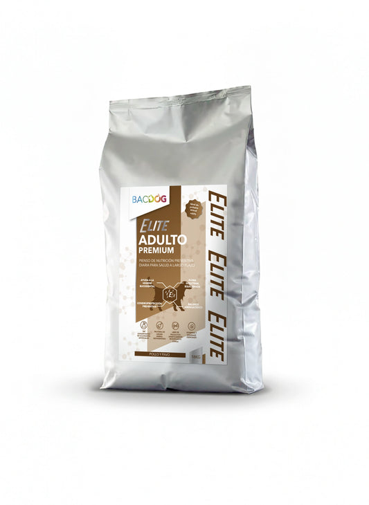 Pienso Bacdog Adulto Premium de Pollo y Pavo (Elite) para una nutrición completa y equilibrada.