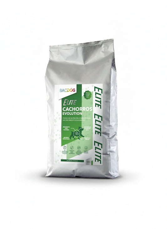 Pienso Bacdog Cachorros Evolution con Salmón y Nucleótidos (Elite) para el desarrollo óptimo de cachorros.