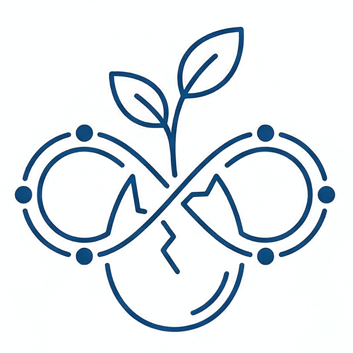 Icono de crecimiento biológico y ciclo vital infinito, representando la programación celular de Bacdog para una vida libre de patologías degenerativas.
