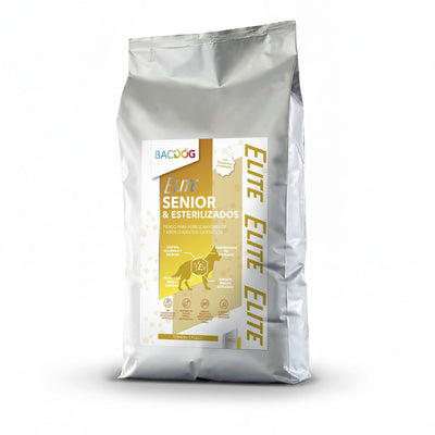 Pienso Bacdog Senior y Esterilizados Bajo en Grasa 5% (Elite) para el control de peso en perros mayores.