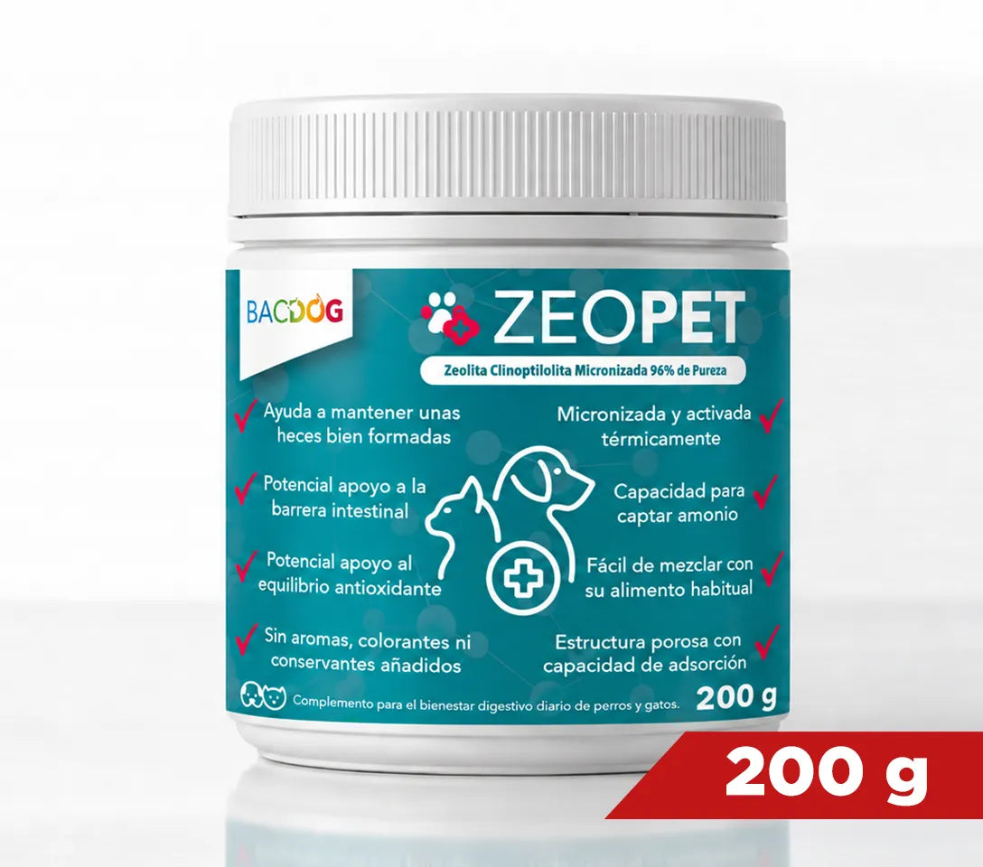 Suplemento Mineral Avanzado de zeolita  Zeopet 200g - Suplemento Premium para perros y gatos, bote pequeño