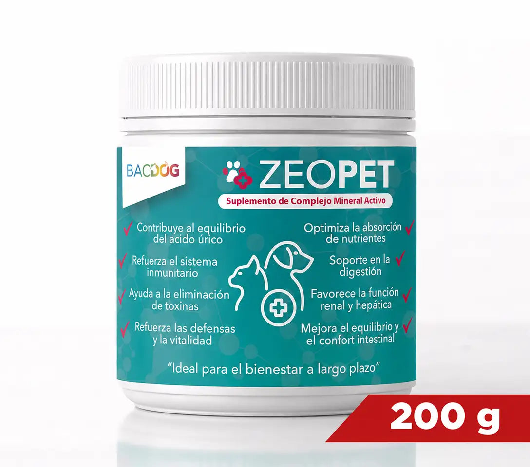 Suplemento Mineral de Zeolita Zeopet 200g - Suplemento Premium para perros y gatos, bote pequeño