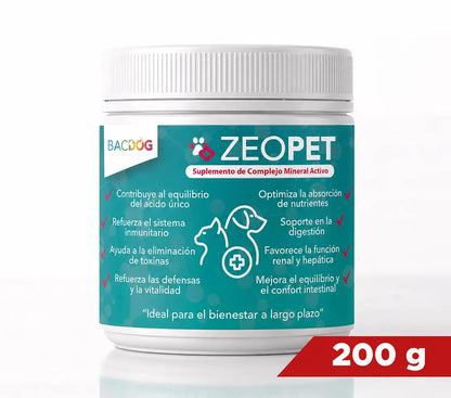 Suplemento Mineral de Zeolita Zeopet 200g - Suplemento Premium para perros y gatos, bote pequeño